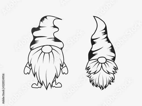 Gnome line art vector on white background