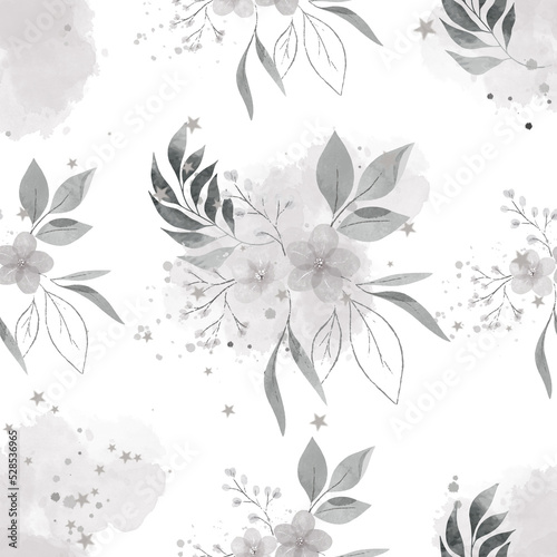 Beautiful floral background with white and black flowers