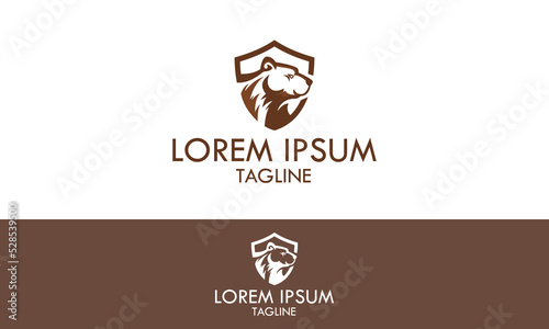 Brown Color Shield Stylized graphic bear logo design