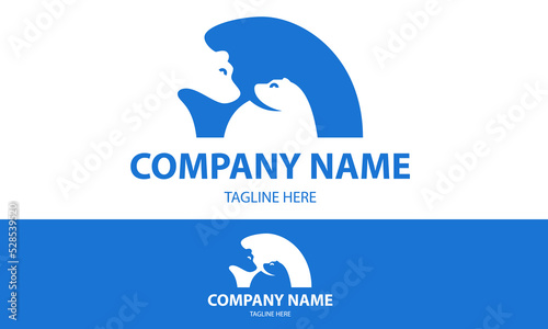 Blue Color Stylized graphic bear logo design