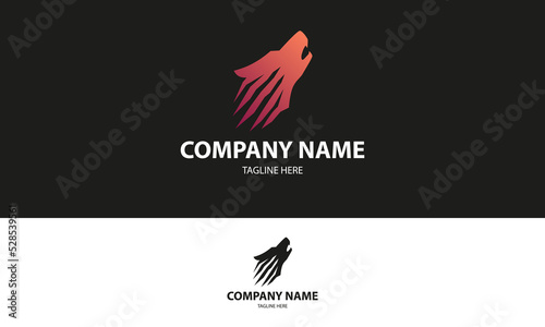 Orange Color Ripping Wolf Head Claws Logo Design