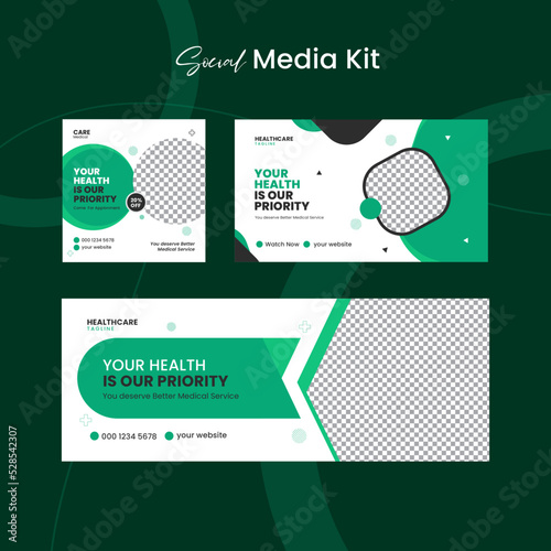 Healthcare Social Media Post Layout, Facebook Cover, Youtube Thumbnail