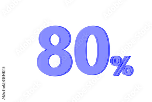 3D. Percentage icon 3D in red glass on white background 3d illustration