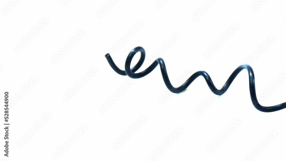 Black wire cable of usb and adapter isolated on white background.Electronic Connector.Selection focus.Slow motion macro footage. Black wire cable of usb and adapter isolated on white background.Electronic Connector.Selection focus.Slow motion macro footage.