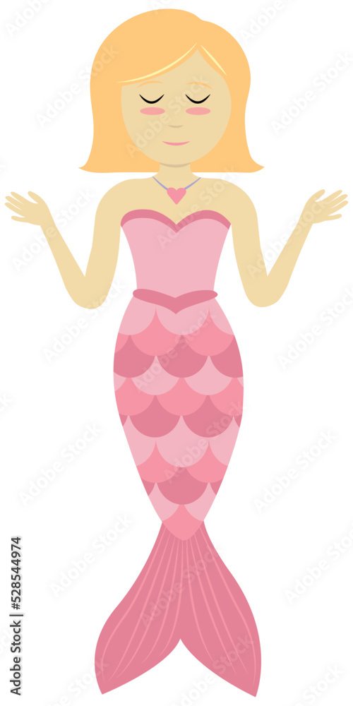 cute little mermaid with blond red hair, kids vector illustration, cartoon, flat style cute little mermaid with blond red hair, kids vector illustration, cartoon, flat style