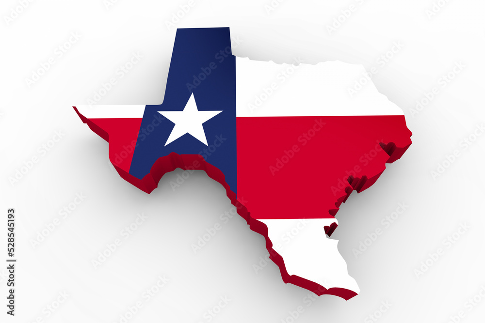Texas State Flag Map Shape Background 3d Illustration