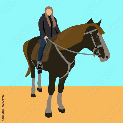 Vector illustration of a horsewoman on a horse.