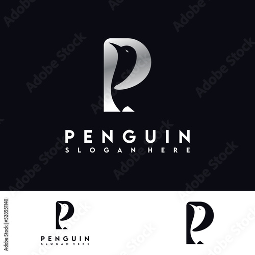 letter P penguin logo design inspiration