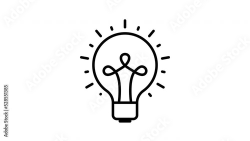 light bulb. line icon animation.