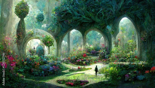 Fantasy fairy garden concept art illustration photo