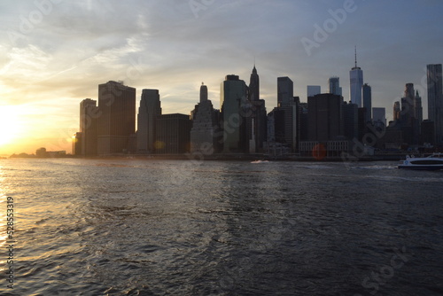 city skyline at sunset