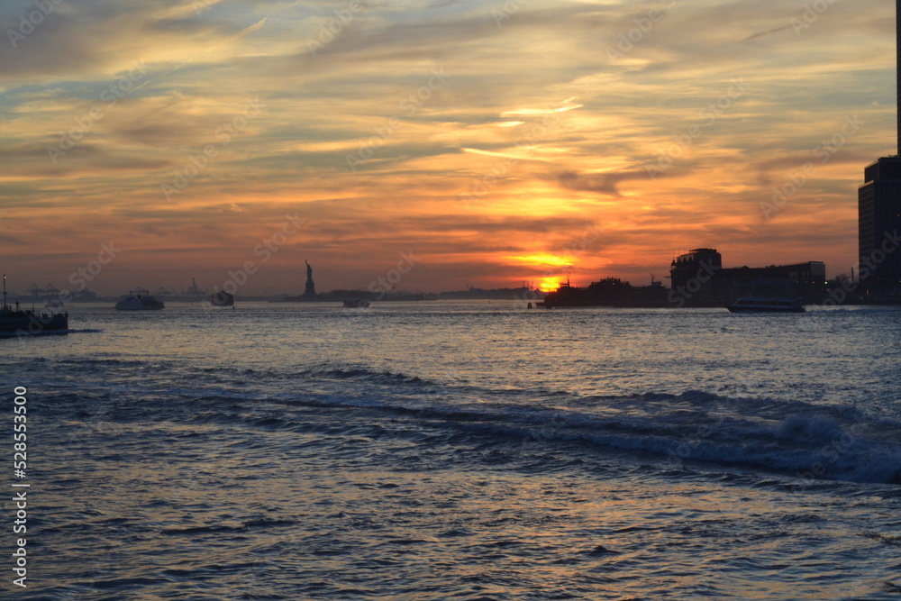 sunset over the river