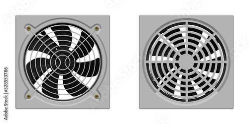 Set of CPU cooler fan on white background