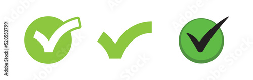 Check mark icons. Green tick approval.