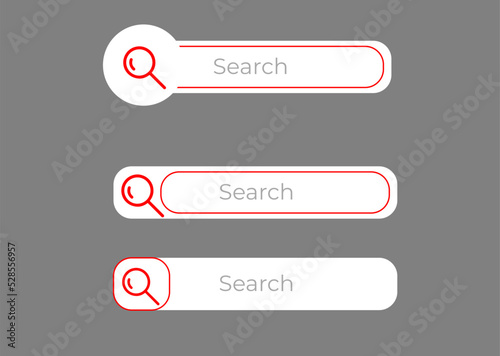 Web search bars set. Search bar, search boxes collection.Vector set computer illustration searched navigator. Set of elements for design interface of website. Vector illustration.
