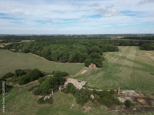 
Aerial view of World war two military airfield control tower at Forma RAF Woolfox Lodge Aerodrome. Rutland, England. Royal Air Force Woolfox Lodge or more simply RAF Woolfox Lodge  photo