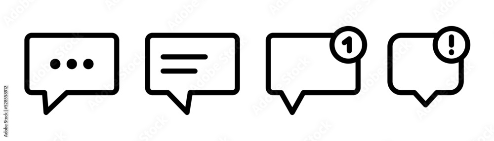 Message notification icon. Outline popup symbol. Message pop up. Linear notification symbol. Outline chat sign. Conversation symbol. Stock vector illustration. Message notification icon. Outline popup symbol. Message pop up. Linear notification symbol. Outline chat sign. Conversation symbol. Stock vector illustration.
