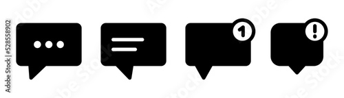 Message notification icon. Glyph popup symbol. Message pop up. Glyph notification symbol. Solid chat sign. Conversation symbol. Stock vector illustration. photo
