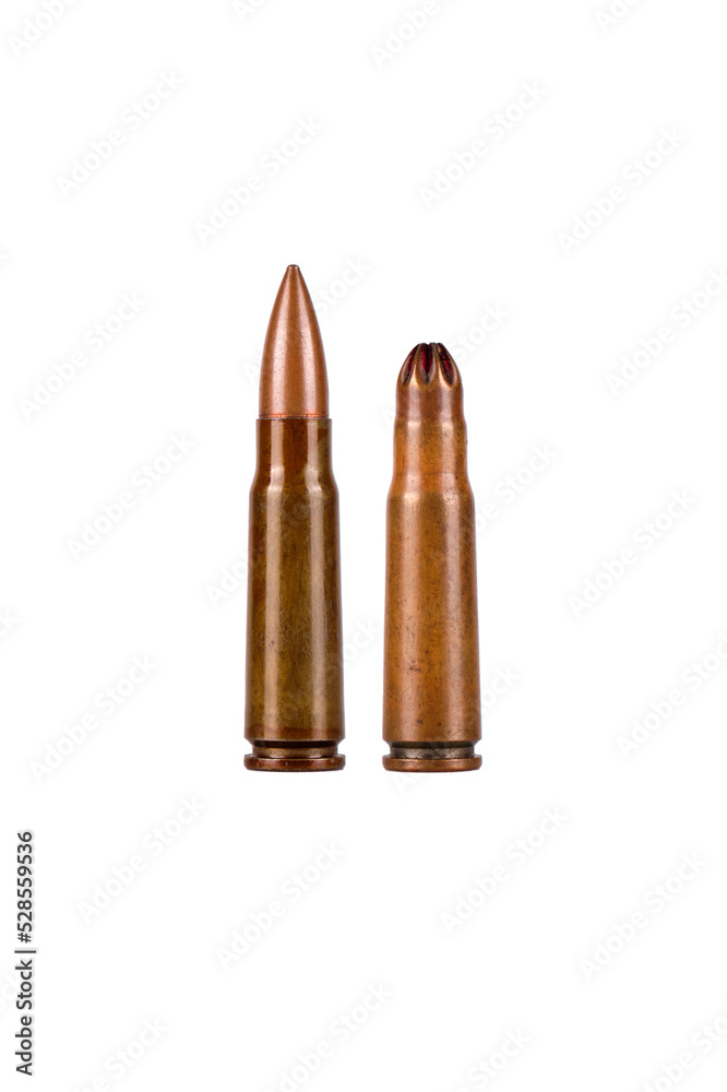 combat and blank cartridge on a white combat and blank cartridge on a white