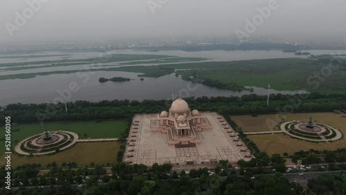 4k aerial drone shot of noida ambedkar park  in noida uttar pradesh india photo