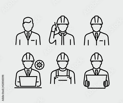 Business Person Project Manager Engineer Architect Vector Line Icons