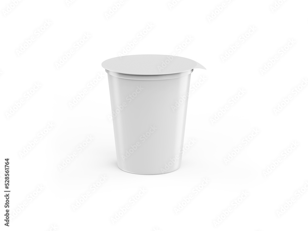 Sour cream cups with foil lid on white background Sour cream cups with foil lid on white background