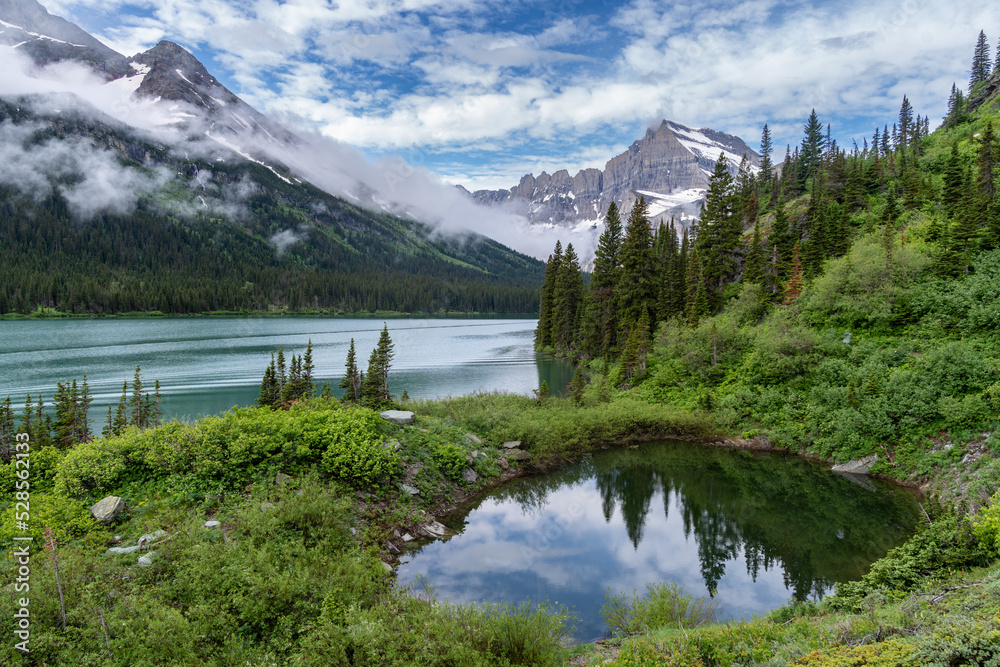 Lake Josephine along the Grinnell Glacier Trail in Glacier National Park Montana USA