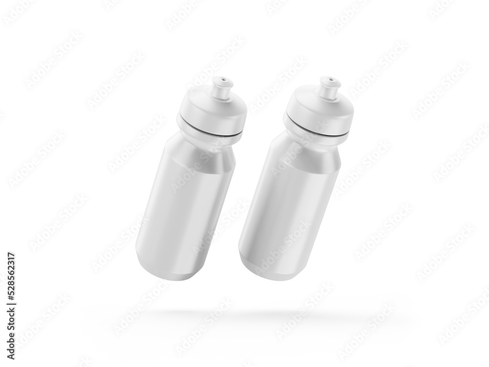 White plastic sport water bottle on white background White plastic sport water bottle on white background