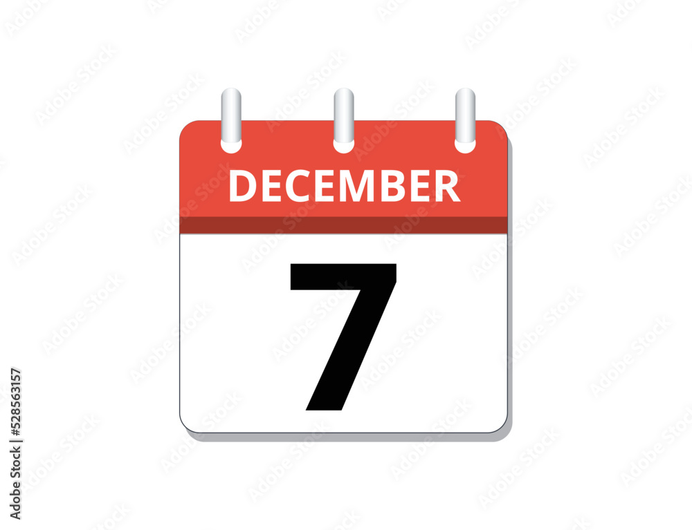 December, 7th calendar icon vector December, 7th calendar icon vector