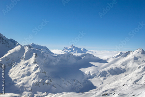 Beautiful scenery mountain massif on the North Caucasus on winter resort © maxoidos