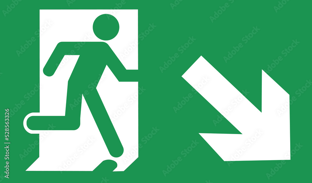 Isolated green fire exit down right icon.