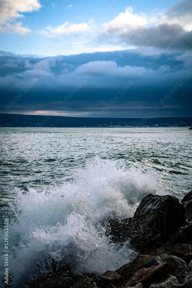 Landscape view from Varna bay, Black sea coast, Bulgaria
