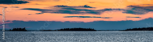 Slika na platnu Sunset over several of the 30,000 islands that make up the Georgian Bay archipelago in Ontario, Canada