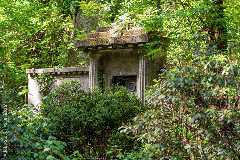 Burial vault or mausoleum in the southwest churchyard Stahnsdorf, a famous woodland- and also a celebrity cemetery in the federal state of Brandenburg in the south of Berlin