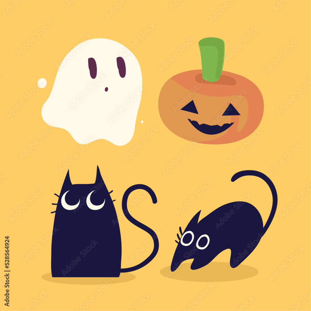 Fototapeta premium halloween ghost and pumpkin