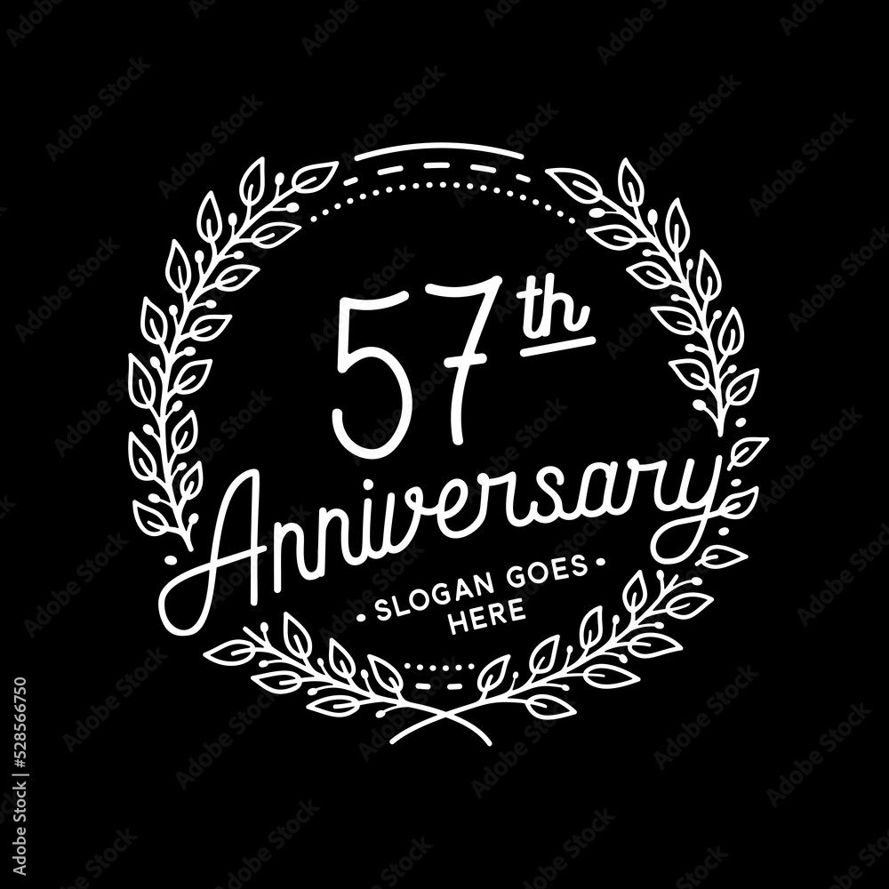 Obraz premium 57 years anniversary celebrations design template. 57th logo. Vector and illustrations. 