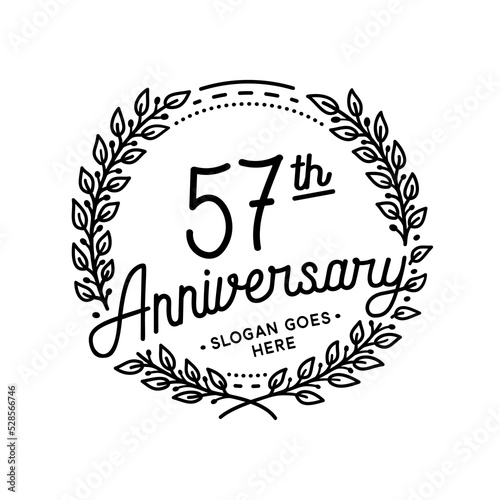 57 years anniversary celebrations design template. 57th logo. Vector and illustrations. 