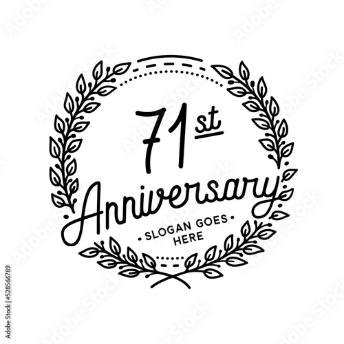 71 years anniversary celebrations design template. 71st logo. Vector and illustrations. 