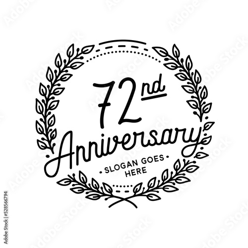 72 years anniversary celebrations design template. 72nd logo. Vector and illustrations. 