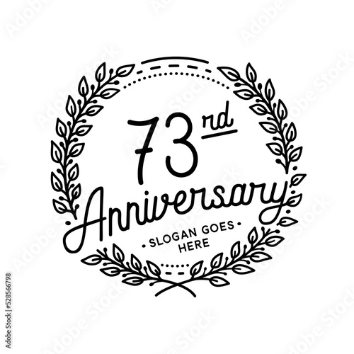 73 years anniversary celebrations design template. 73rd logo. Vector and illustrations. 