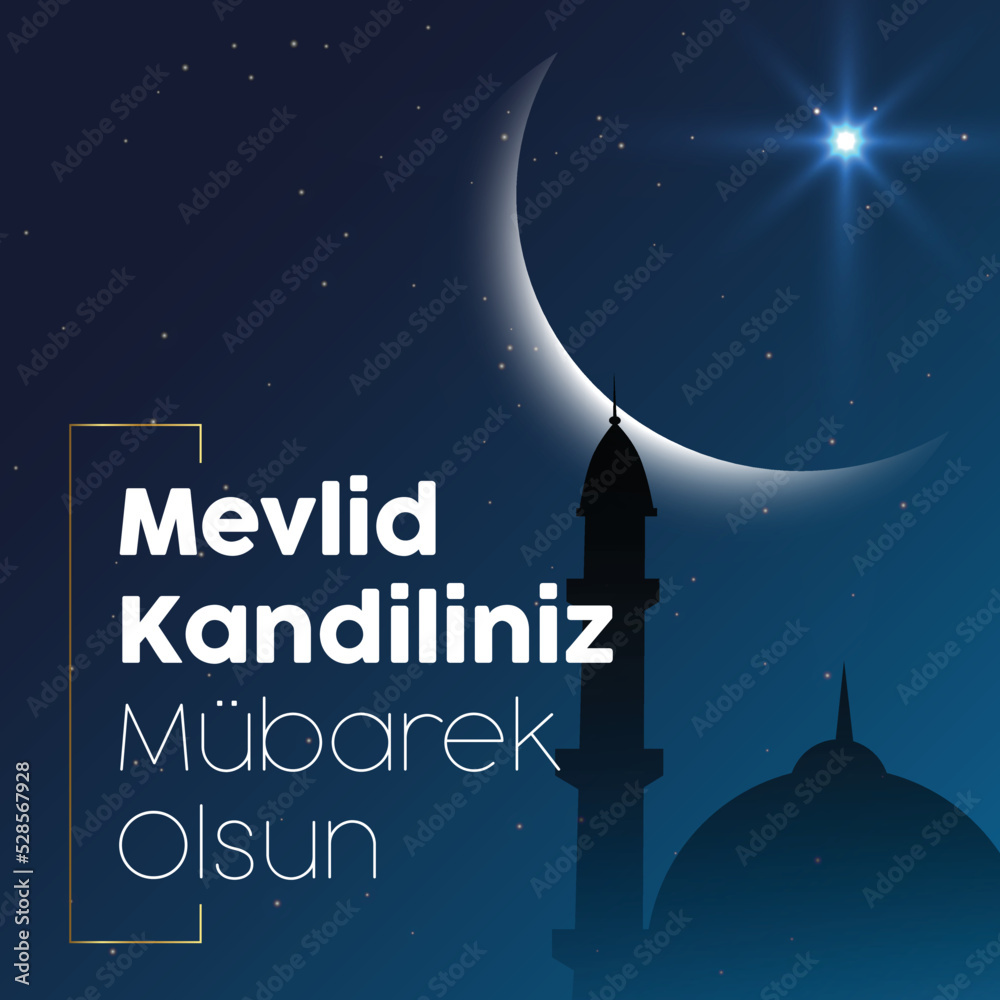 Naklejka premium Muslim holiday, feast. Religious days. (Turkish: Regaip, mirac, berat, mevlid kandili. eid mubarak)