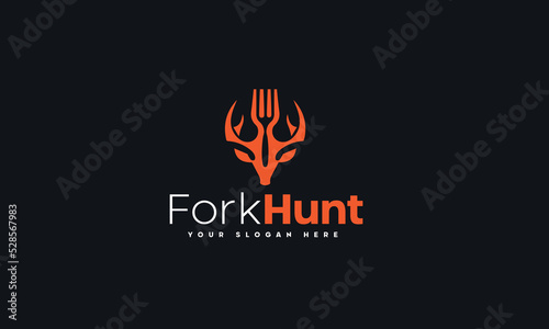 Vector logo restaurant fork hunt 