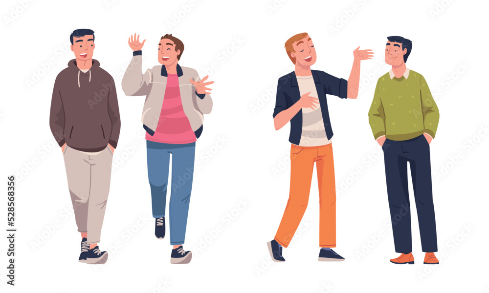 Obraz premium Man Character Telling Funny Story and Joke Laughing Out Loud and Having Fun Vector Set