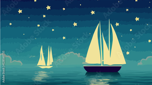 horizontal vector background with sailing boat
