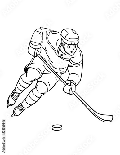 Ice hockey Isolated Coloring Page for Kids