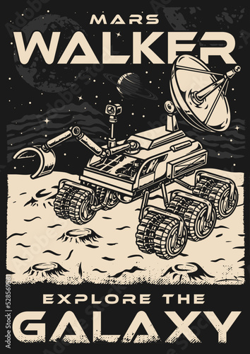 Mars walker vintage poster monochrome