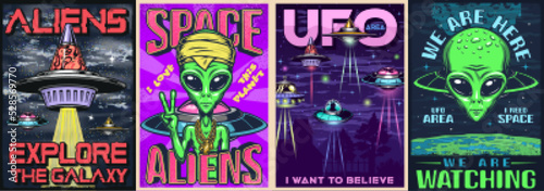 Space fantasy set posters colorful