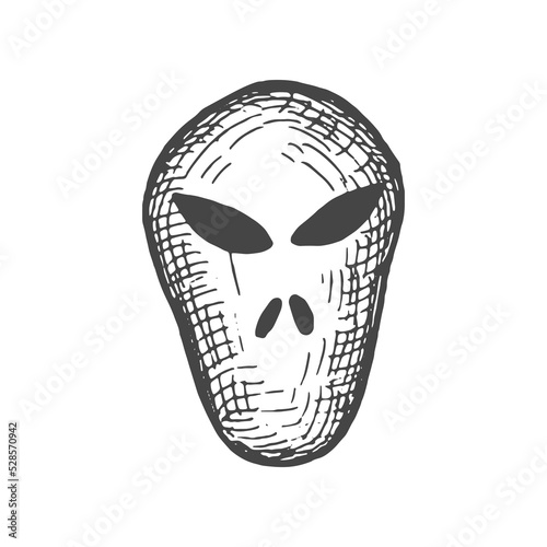 alien head sketch vector illustration