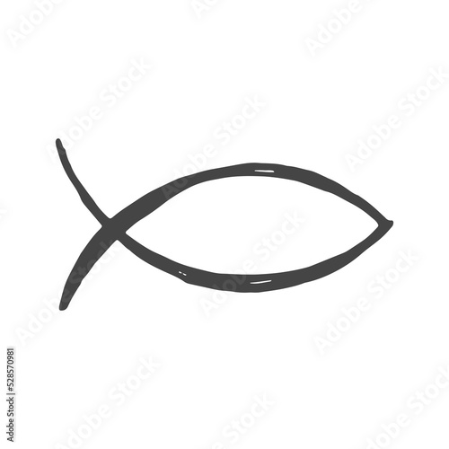 christian fish sign vector hand drawn