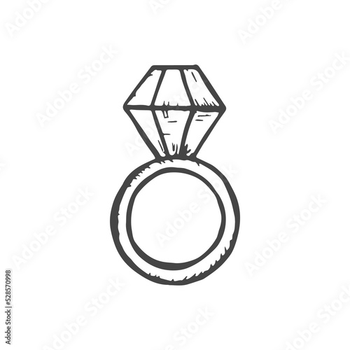 diamond ring bijouterie vector hand sketch